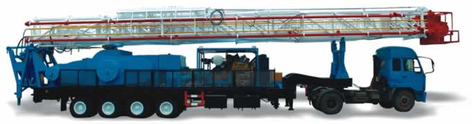 trailer-mounted drilling rig